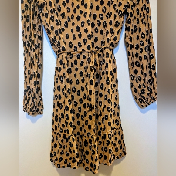 A New Day Cheetah Print Long Sleeve Tie Waist Sheath Dress sz M - Picture 3 of 15